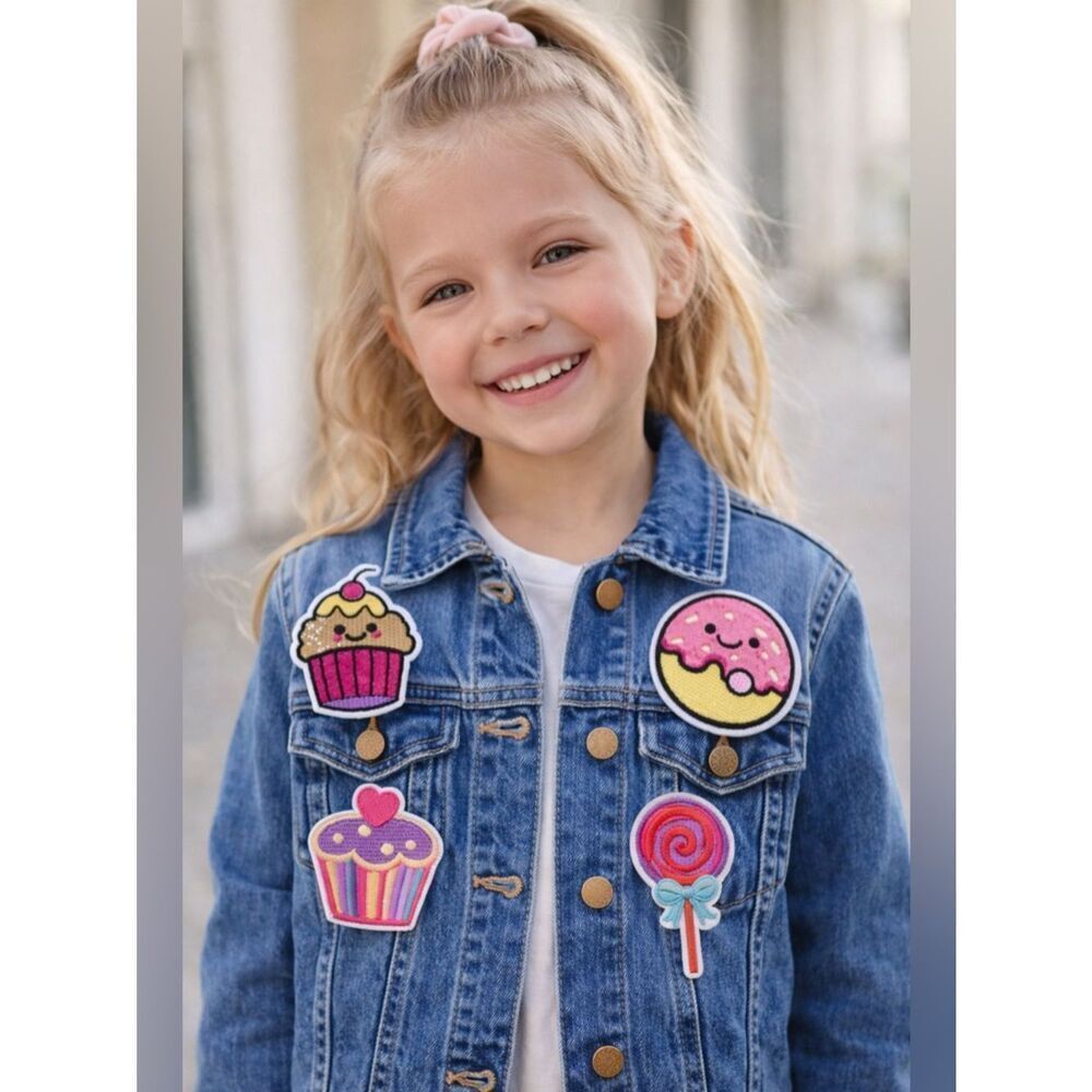 Cute Dessert Iron On Patches Set of 4 – Cupcake, Donut & Candy, NEW
